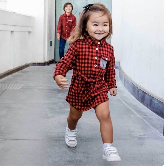 MIKI MIETTE Zofia Noel Dress Red Black Buffalo Check 12 mo New - Picture 2 of 3